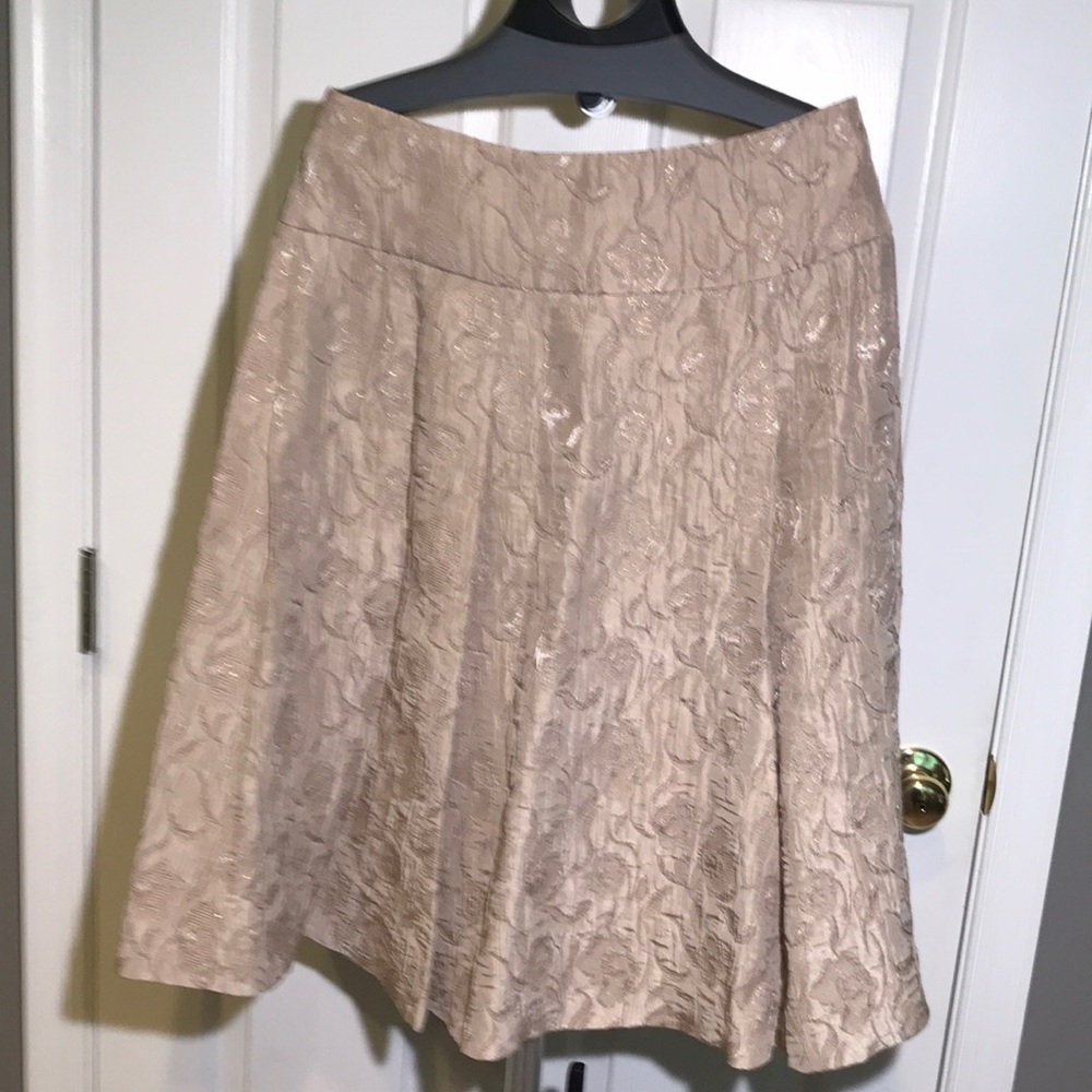 Evelyn Jacquard Panel Skirt Taupe w/ Gold Thread Size 12 Lined